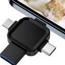 128GB 4 in 1 Photo Stick for Phone, LANSLSY Flash Drive for Phone/ Pad/ Android/ PC -Memory Stick for Photos and Videos-4 Separate Ports, No Adapter Needed