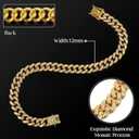 LEIFIDE Dog Chain Collar Diamond Link Puppy Collar 12 mm Wide Dog Necklace Metal Cat Chain Pet Crystal Necklace Jewelry Accessories for Small Medium Large Pet(18 Inch,Gold, AB Color)