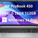 HP ProBook 450 G10 Business Laptop (15.6" FHD Anti-Glare, Intel 10-Core i5-1334U, 16GB RAM, 512GB SSD, (Beats i7-1255U)) Backlit KB, Webcam, Ethernet, Wi-Fi 6E, Win 11 Pro w/ AI Copilot, Silver
