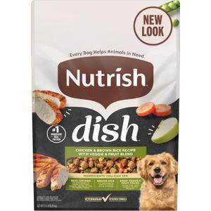 Nutrish Dish Chicken & Brown Rice Recipe with Veggie & Fruit Blend Dry Dog Food, 11.5 lb. Bag, (Rachael Ray), BBD 06/19/2026