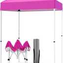 EAGLE PEAK 5x5 Pop Up Canopy Tent Instant Outdoor Canopy Easy Set-up Straight Leg Folding Shelter, Pink