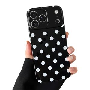 Skyseaco Compatible with iPhone 17 Pro Case Cute Polka Dot Phone Case Soft Slim TPU Shockproof Phone Cover Full Camera Protection for Women Girls - White