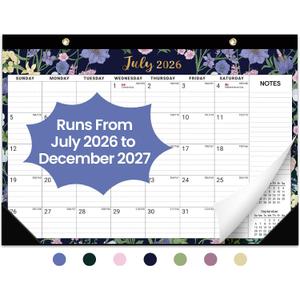 Desk Calendar 2026-2027, 18-Month Calendar Runs from July 2026 to December 2027, Large 17" x 12" Monthly Desktop & Wall Calendar for Home & Office - Floral