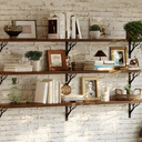 foxsky Floating Shelves for Wall, 60 Inch Walnut Finish Pine Wood Shelf
Farmhouse rustic wall mounted display shelves with metal brackets for living room, kitchen, bedroom and laundry, set of 3