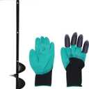 Hand Auger Post Hole Digger, T Shaped 6"x 33.46" Manual Garden Auger Spiral Drill Bit Fence Post Auger with Gloves and Non-Slip Handle for Planting Bulb Flower Tree Seedlings