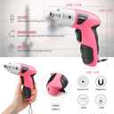 Hi-Spec Small Electric Screwdriver, Mini Drill Set, Rechargeable 3.6V Cordless Screwdriver with 26 Driver Bits, Power Tool for Small Projects & Home Use, Pink