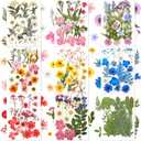 Nuanchu 167 Pcs Real Dried Pressed Flowers Natural Dried Flowers Colorful Daisy Mixed Wildflowers Leave for DIY Candle Resin Nails Jewelry Pendant Crafts Floral Art (Multicolor,Lovely Style)