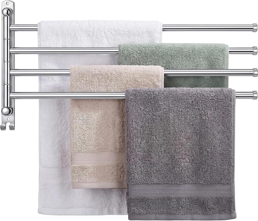 Teenyyou 20.4" Swivel Towel Rack 4 Arms 304 Stainless Steel Sliver