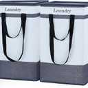 FairyHaus Laundry Basket 100L, 2Pack Laundry Hamper with Easy Carry Handles, Collapsible Laundry Baskets Hampers for Bathroom Clothes Storage Black