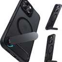 for iPhone 16 Pro 6.3-Inch with Magnetic Rotable Slim Kickstand Compatible with MagSafe Frosted Matte Shockproof Protective Phone Cover 6.3" 2024, Black