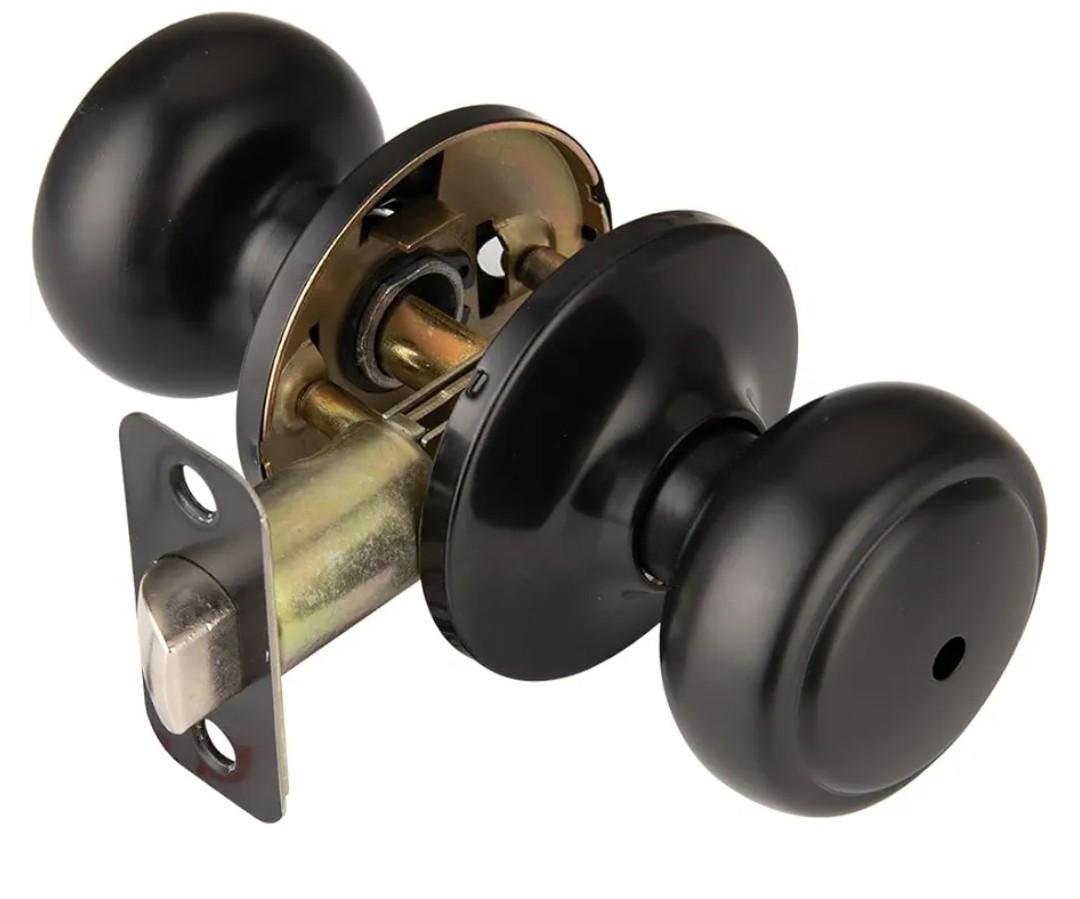 Matte Black Door Knobs,Interior Door Knob with Lock,Coastal Style Door knob for Privacy and Bedroom (Bath or Privacy)