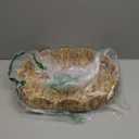 16.5 inch Round Wicker Tray, Boho Decorative Coffee Table Tray,Woven Serving Tray with Handles,Wicker Scallop Basket (Milky White)