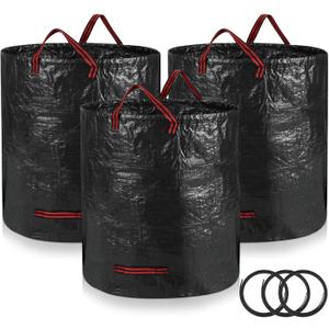 Abbylike 3 Pcs 72 Gallon Reusable Yard Waste Bags Heavy Duty Collapsible Lawn and Leaf Bags with Reinforced Handles for Lawn Pool Leaf Collectors Yard Debris Storage