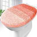 OLANLY Soft Microfiber Bathroom Toilet Lid Cover, Machine Washable Covers, 17.5x15, Stays in Place Rubber Backing, Fits Most Round, Elongated and Oblong Lids, Accessories Decor, Coral