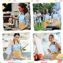 Ice Cream Parlor Apron, Cute Cones Colored Sprinkles Apron for Women with Adjustable Neck, Pockets Home Kitchen