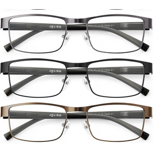 BLS Businessman Rectangular Reading Glasses - Professional Durable Readers - Blue-Light Blocking Lenses + 0.5