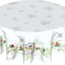 Winter Xmas Tablecloth White Winter Snowman Round Tablecloth 60inch Merry Christmas Tablecloth Round Winter Table Cloth Snowflake Table Cover for Home Kitchen Dinner Holiday Party Indoor Outdoor Decor
