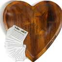 Wooden Prayer Bowl with 24 Cards - Heart Shaped Prayer Bowl for Hopes & Gratitude - Handcrafted Christian Gifts for Women, Mothers, Friends - Faith-Based Home Decor for Prayer Corner (vintage color)