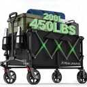 Wagons Carts Foldable,Collapsible Wagon with Wheels,450LBS Heavy Duty Beach Wagon Cart,Lightweight Portable Folding Utility Wagon Cart with Cup Holders for Camping, Garden, Sports, Grocery pcs