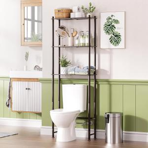 AmazerBath Bamboo Over The Toilet Storage Shelf, Over Toilet Bathroom Organizer Rack, 3Tier Bathroom Shelves Over Toilet, Space Saver, Espresso