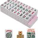 American Mahjong Tile Only, Mah Jong Set Complete with Golden Dices, 166 Blue Tiles for Travel (Tiles Pink)