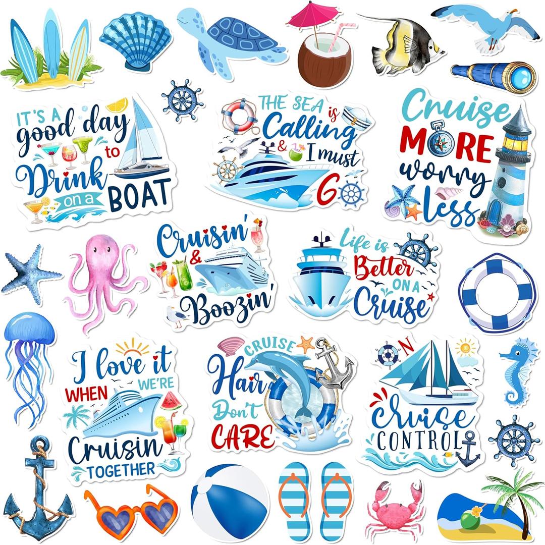 Cruise Door Magnets Decoration 27 Pcs, Summer Beach Cruise Ship Door Decoration Magnetic Refrigerator Car Stickers, Sea Navigation Door Magnet Cruise Ship Essentials for Cabin Carnival Party Decor