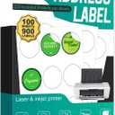 Colemoly Round Labels - 100 Sheets 2.5"(9 UP) Mailing Circle Sticker Paper for Laser/Inkjet Printer 900 Blank White Matte Adhesive