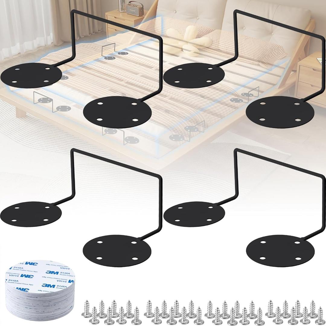 Mattress Retainer Bar For Adjustable Bed, Mattress Stoppers To Prevent Sliding, Mattress Holder In Place, Non Slip Mattress Gaskets For Bed Frame, Mattress Gripper Bracket Keep Mattress From Sliding (Black: 4 Pcs)