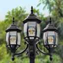 Redluck Motion Sensor Outdoor Post Lights, 3-Head Dusk to Dawn Outdoor Lamp Post Light, 360 Detection Waterproof Anti-Rust Aluminum Street Light for Backyard Garden Patio Driveway, 94.75IN
