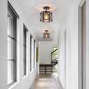 XSDeTu 2 Pack Farmhouse Pendant Lights, Modern Black Hanging Light Fixture with Hexagonal Cage, Industrial Metal Ceiling Lights, Adjustable Lantern Pendant Lighting for Kitchen Island Sink Hallway