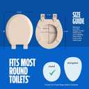 HIGHCRAFT Premium Round Toilet Seat with Adjustable Hinges & Quick Removal Mechanism - Molded Wood Toilet Seat - Fits Standard Round Toilets - Round Seat in Bone/Beige