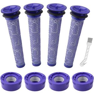 8 Pack Vacuum Filter Replacement Kit for Dyson V7, V8 Animal and V8 Absolute Vacuum, 4 Post Filter, 4 Pre Filter, Replaces Part # 965661-01 & 967478-01 (2+2)