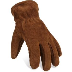 OZERO Work Gloves Winter Insulated Snow Cold Proof Leather Glove Thick Thermal Imitation Lambswool - Extra Grip Flexible Warm for Working in Cold Weather for Men, Women (Brown,Medium)