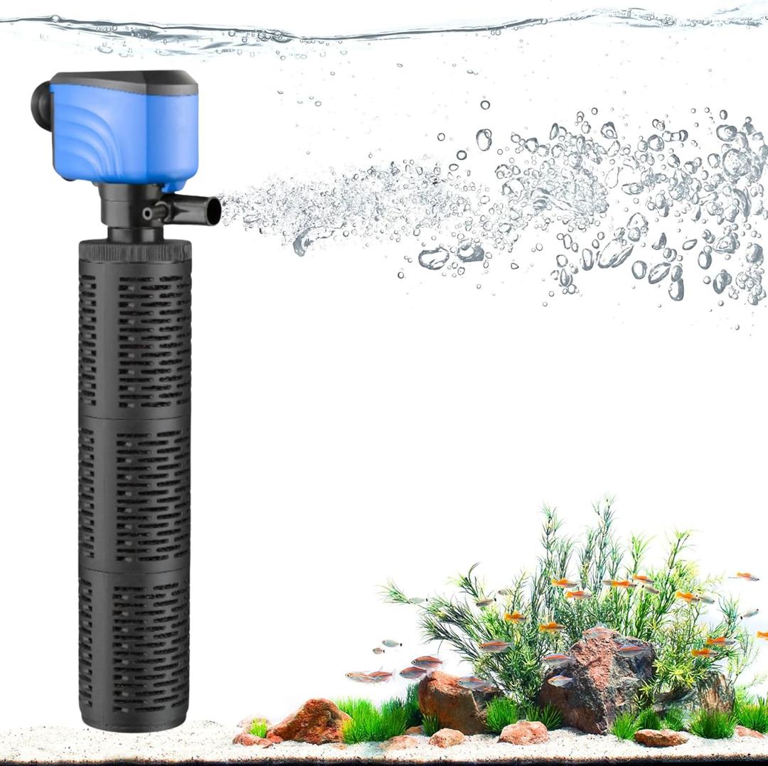 100-300 Gallon Submersible Aquarium Filter, Internel Fish Tank Filters for Large Tanks, Whisper Turtle Tank Filter for Small Pond, Saltwater & Freshwater