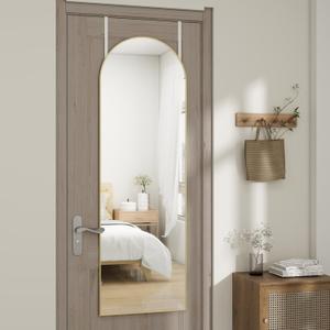 Door Mirror, Arched Full Length Mirrors Over The Door, 14"x 48" Hanging or Wall Mirror, Full Body Mirrors, Gold
