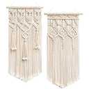 Mkono 2 Pcs Macrame Woven Wall Hanging Boho Chic Geometric Art Decor - Beautiful Bedroom Nursery Apartment Home Decoration, Gift for Girls Adults Birthday Christmas, Small Size 18" L x 9.5" W