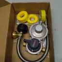 BlueStars Upgraded RV Propane 2-Stage Auto Changeover LP Propane Gas Regulator-2 Tank, with Two 18Inch RV Pigtail Stainless Braided Hoses & Gauge - Dual Propane Regulator for RV Van Trailer Camper