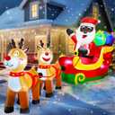 8 Ft Long Christmas Inflatables Black Santa Claus On Sleigh with Reindeer & Gift Boxes Xmas Blow up Built-in LED Lights African American Christmas Decorations Outdoor for Yard Garden Holiday Decor