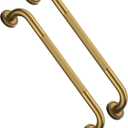 2 Pack 20 Inch Bronze Shower Grab Bar Gold, Munzong Antique Brass Bathroom Grab Bar w/Anti-Slip Knurled Grip, Safety Balance Bar Bath Hand Rail Support Handicap Injury Elderly Senior Assist Handle