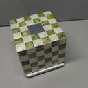 CHI AN HOME 5.7" Square Tissue Box Cover, Handmade Checkered Cube Tissue Box Cover with Capiz Shells, Decorative Tissue Holder for Living Room, Bathroom, Bedroom or Office (Pistachio Green)