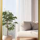 30x36 Inch Gold Bathroom Mirror, Brushed Metal Framed Rectangle Mirror with Rounded Corner, Gold Bathroom Vanity Mirror for Bedroom or Living Room, Horizontal/Vertical