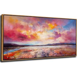 DVQ ART Canvas Wall Art for Living Room Large Size - Coastal Sunset Canvas Prints - Beach Wall Art for Home Decor, Ocean Scenery Picture, Framed Seascape Poster 24"x48" for Bedroom Bathroom Decor