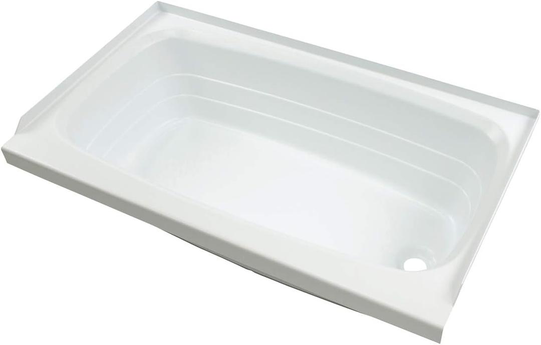 Lippert Replacement 24" x 46" White Bathtub with Right Drain, Scratch-Resistant ABS Acrylic for RVs, Travel Trailers, 5th Wheels, Motorhomes - W2446RHSPK