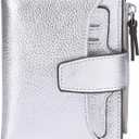 AINIMOER Women's RFID Blocking Leather Small Compact Bi-fold Zipper Pocket Wallet Card Case Purse with id Window