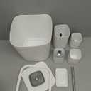 Bathroom Accessory Set 6 Piece Bathroom Accessories Set with Toothbrush Holder&Cup,Soap Dispenser& Dish,Toilet Brush Holder,Trash Can Plastic Gift Set for Bathroom Decorative CountertopWhite