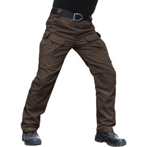 Men's Stretch Tactical Pants Water Resistant Ripstop Cargo Pants Outdoor Lightweight EDC Work Hiking Pants (34W x 34L, Dark Brown)