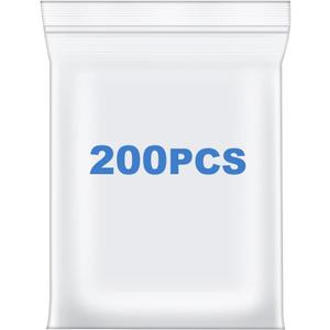 200 PCS 1.5" x 1.5" Thick 2.4 Mil Small Clear Zip Poly Bags Mini Plastic Reclosable Zip Seal Lock Bags Necklace Ring Coin Beads Jewelry Pill Zipper Bag
