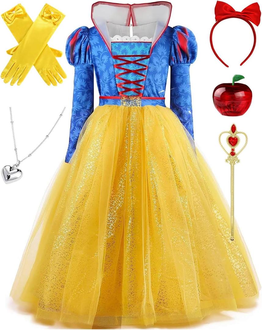 Princess Dress Up for Girls, Halloween Costume Cosplay Birthday Party Outfits for Kids 3-15 Years (8-9 Years)