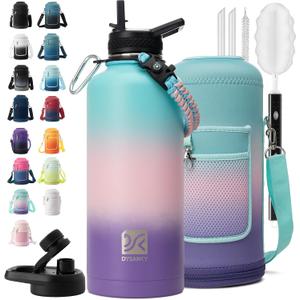 DYSANKY Insulated Water Bottle | Thickened Stainless Steel for Gym and Hiking with Straw, Carrier Bag, Handle Strap | BPA-Free 87 oz