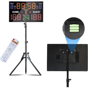 Electronic Scoreboard with Stand, Digital Scoreboard with Remote, Basketball Scoreboard with Timer Clock, Portable Battery Powered Scoreboard for Outdoor Games
